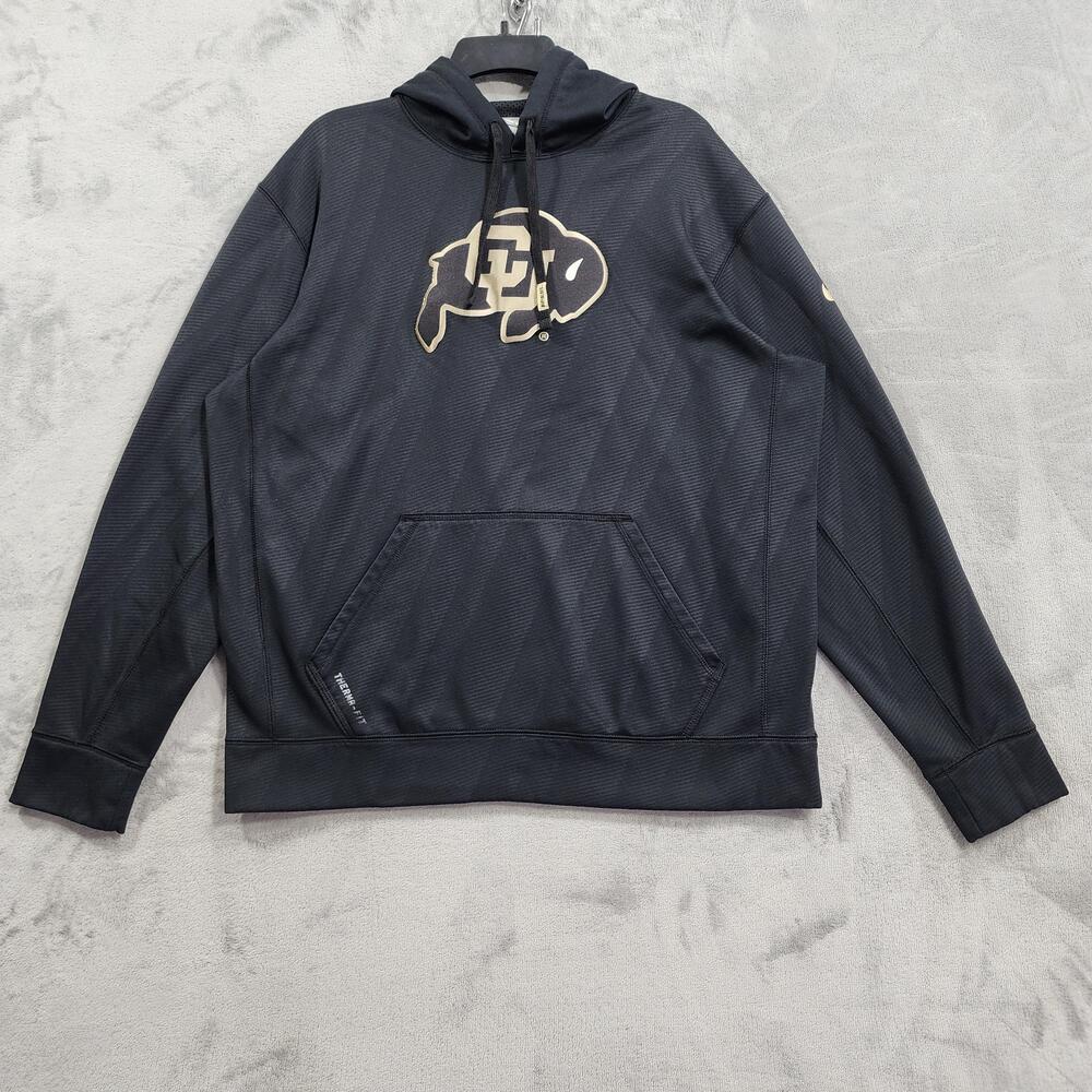 Colorado Buffaloes Sweatshirt Mens L Black NCAA Football Nike Therma-Fit Hoodie